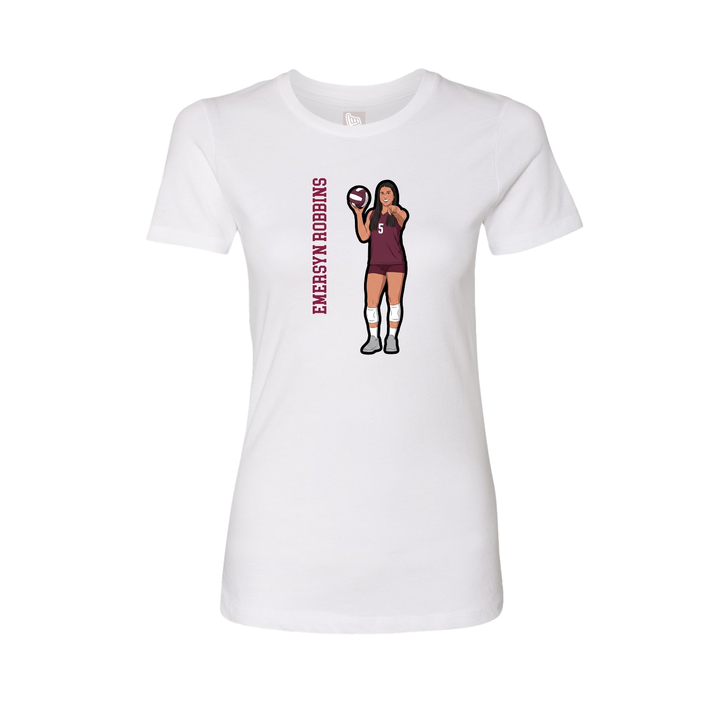 Fitted Women's Tee — Name Vertical in White