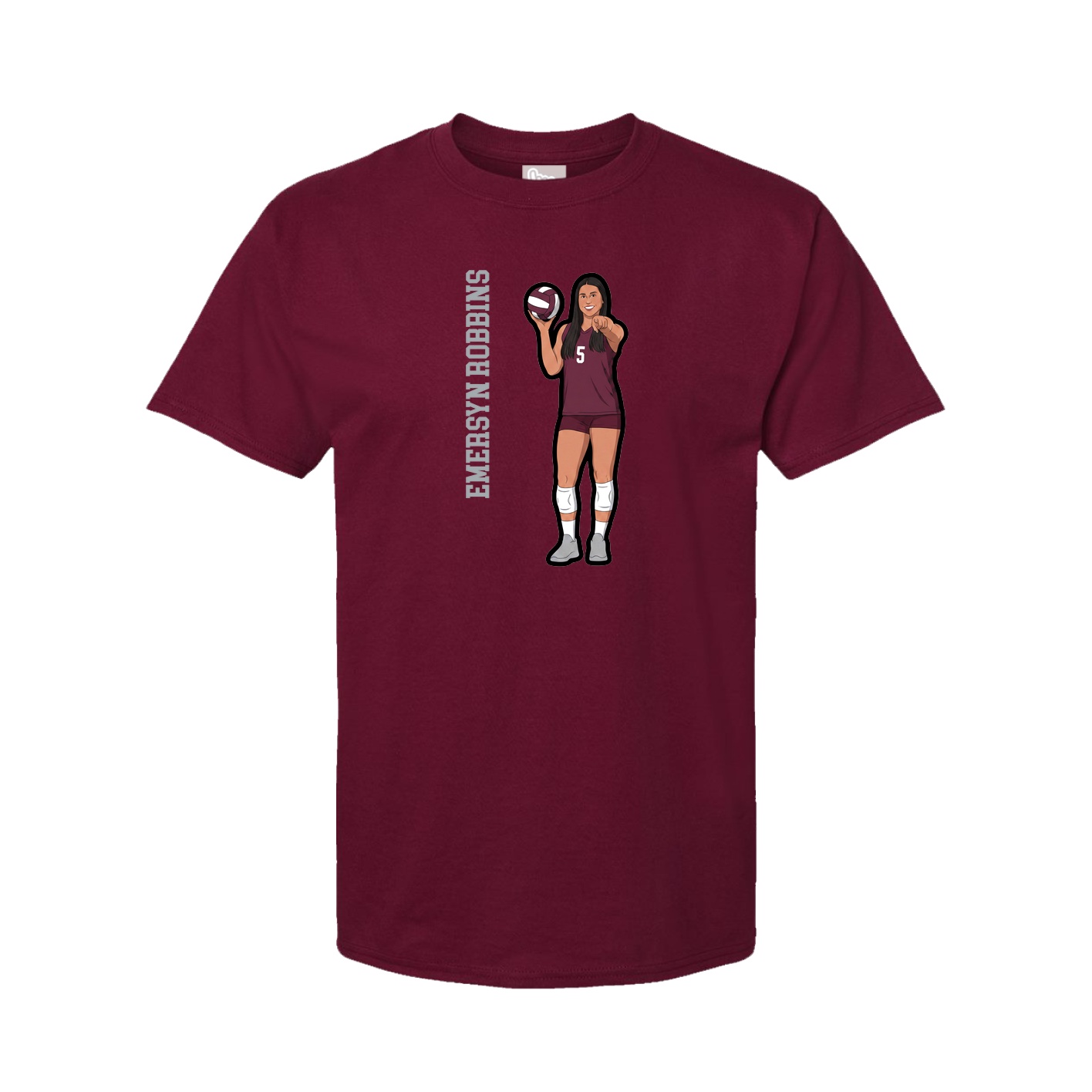 Youth Tee — Name Vertical in Cardinal