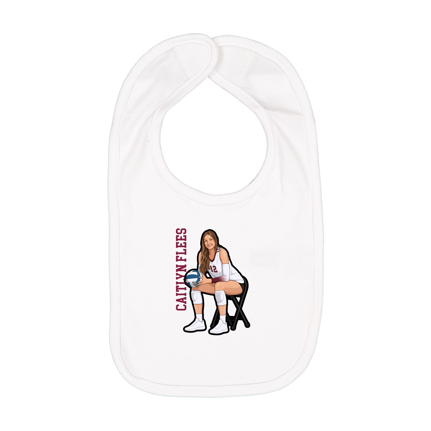 Infant Bib — Name Vertical in White