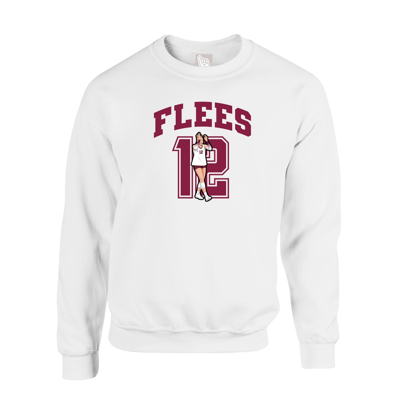 Fleece Crew — Number in White