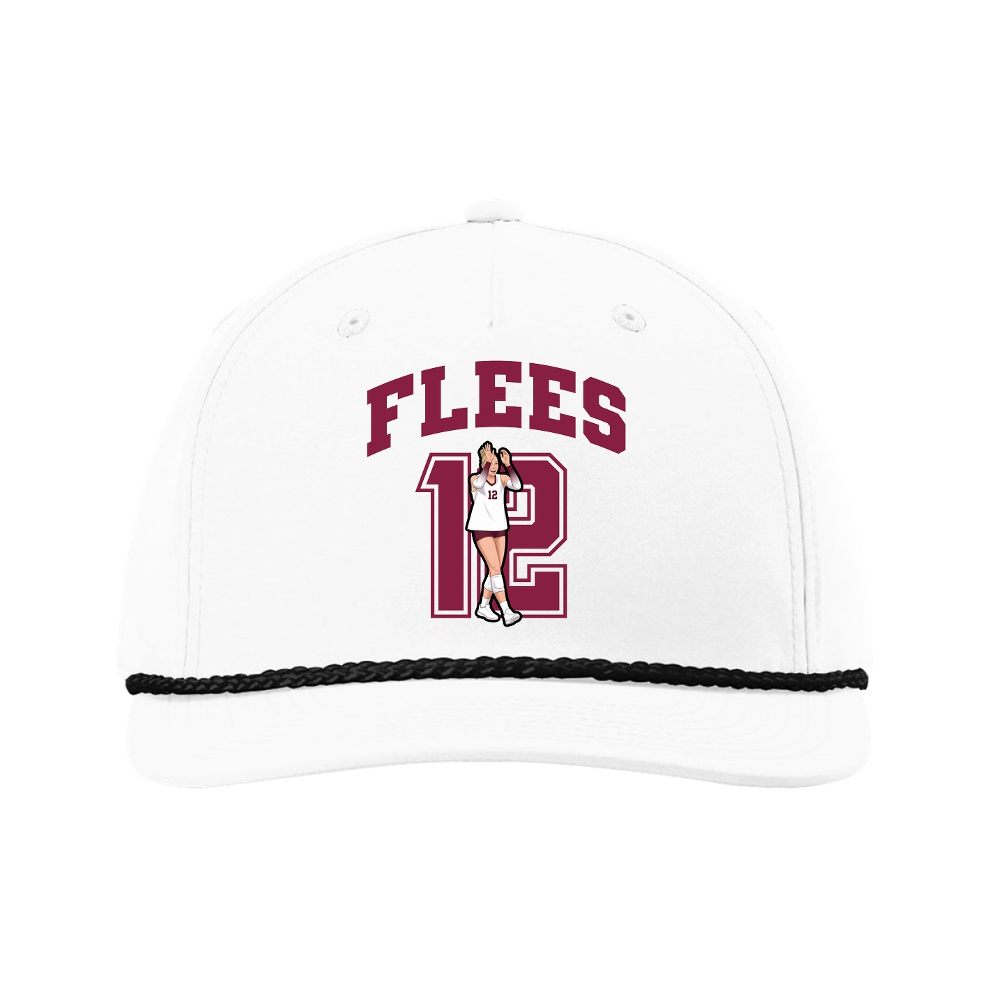 Five-Panel Classic Rope Cap — Number in White