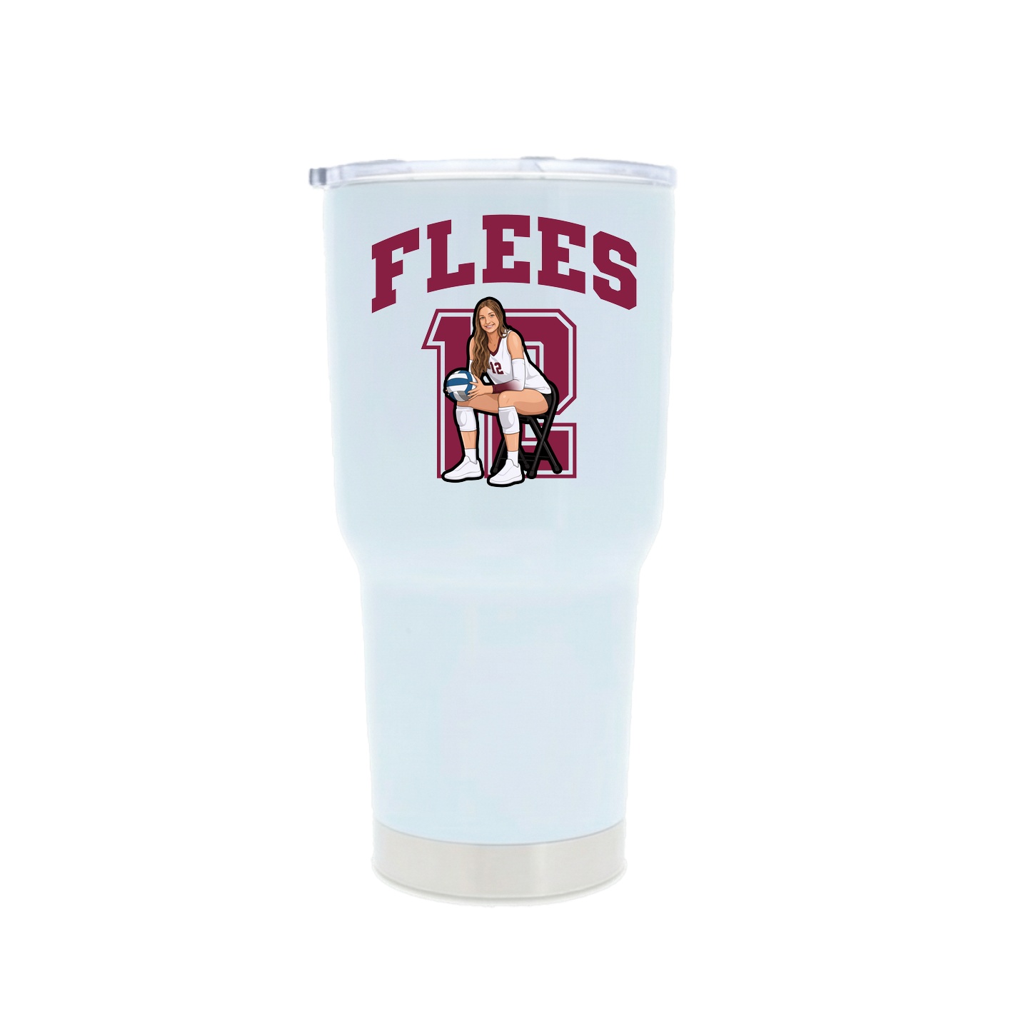 30oz Stainless Steel Tumbler — Number in White