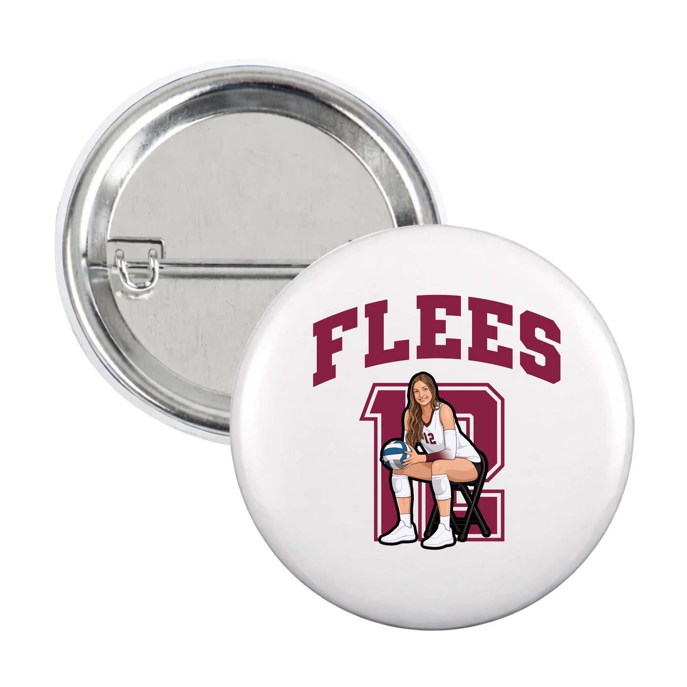 Game Day Button — Number in White