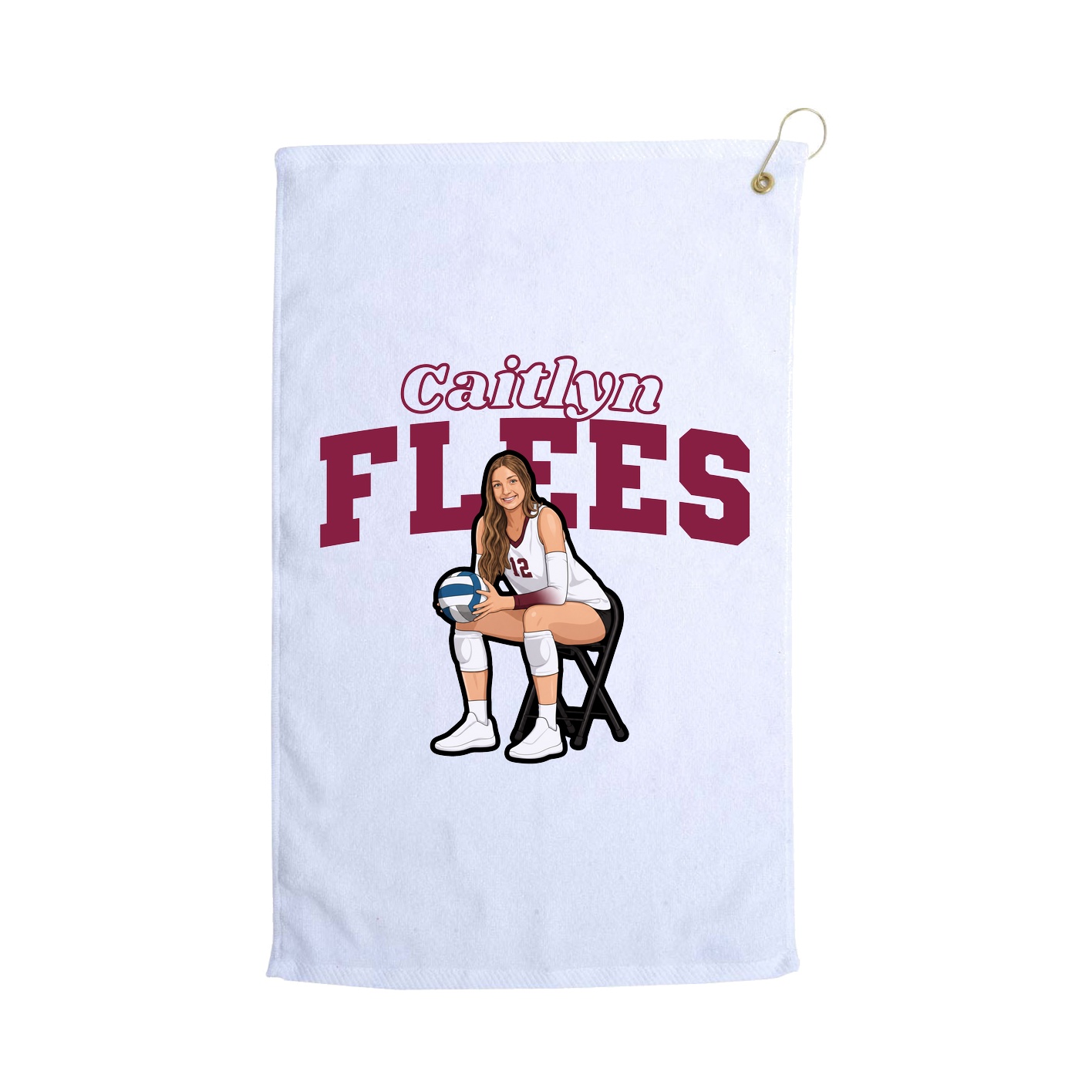 Golf Towel — Name Arch in White