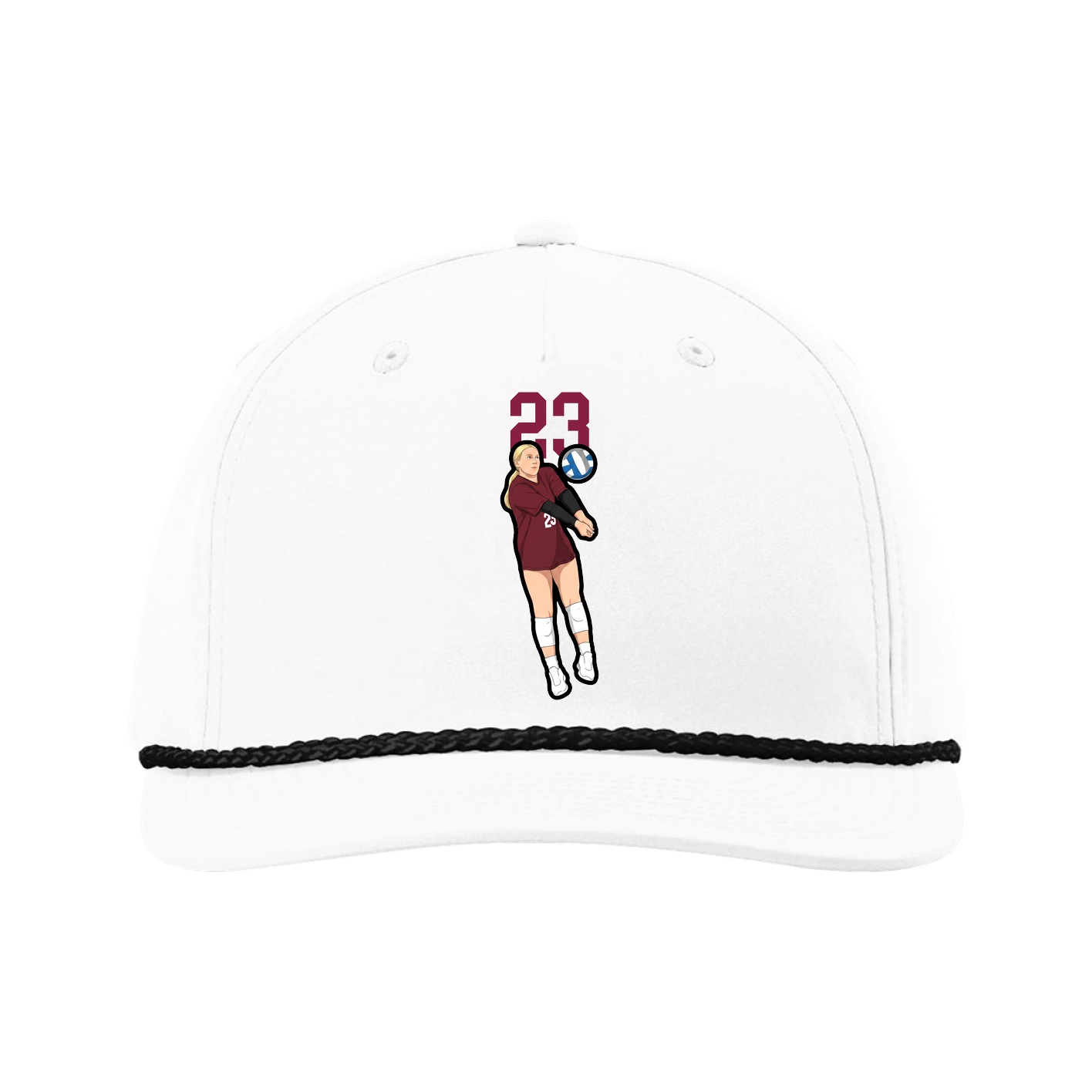 Five-Panel Classic Rope Cap — Number Top in White
