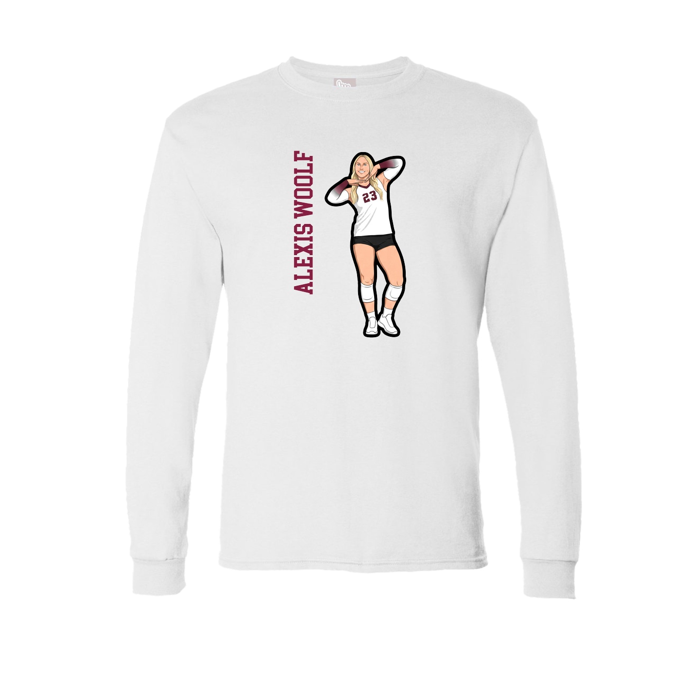 Long Sleeve Tee — Name Vertical in White