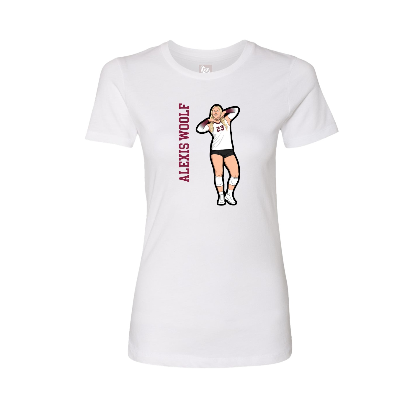 Womens Tee — Name Vertical in White