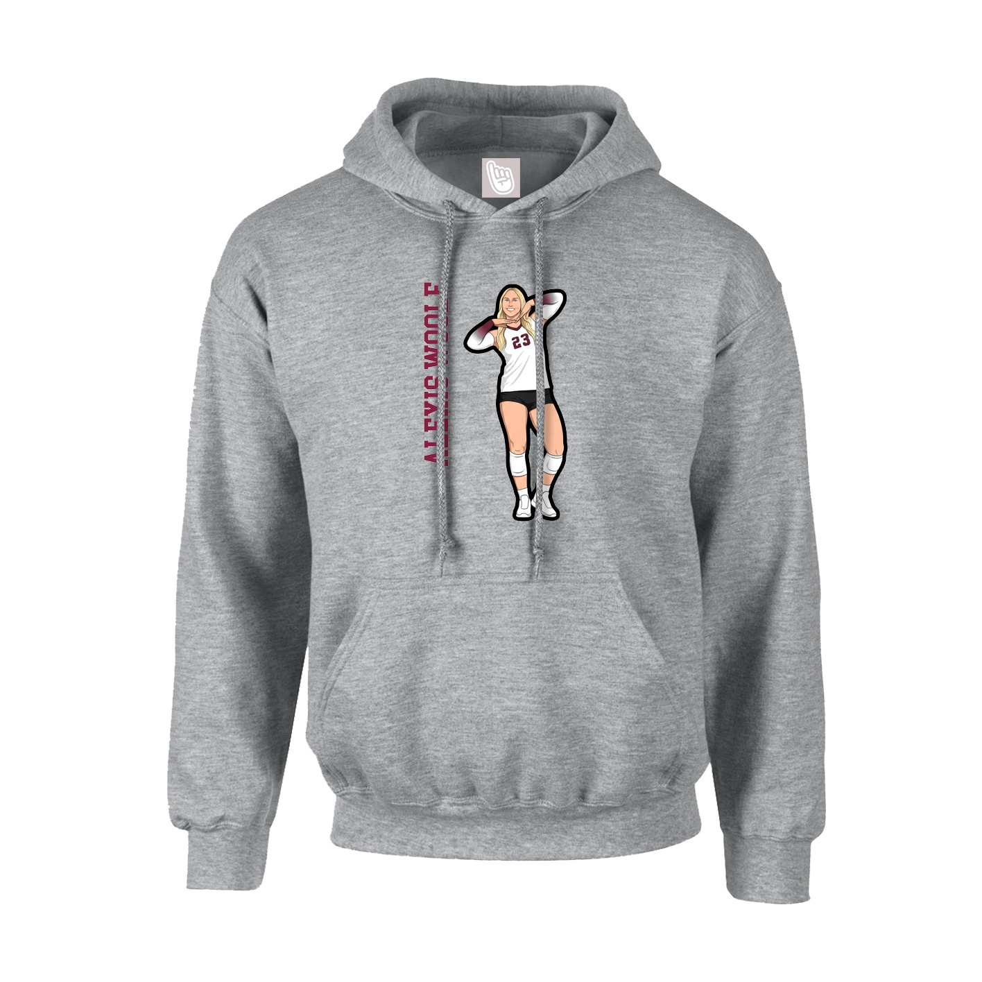 Youth Hoodie — Name Vertical in Grey