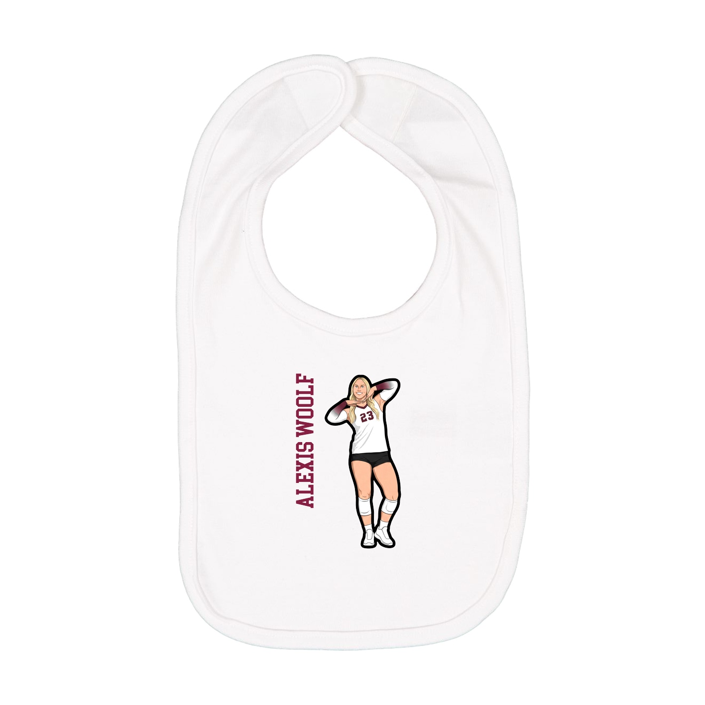 Infant Bib — Name Vertical in White