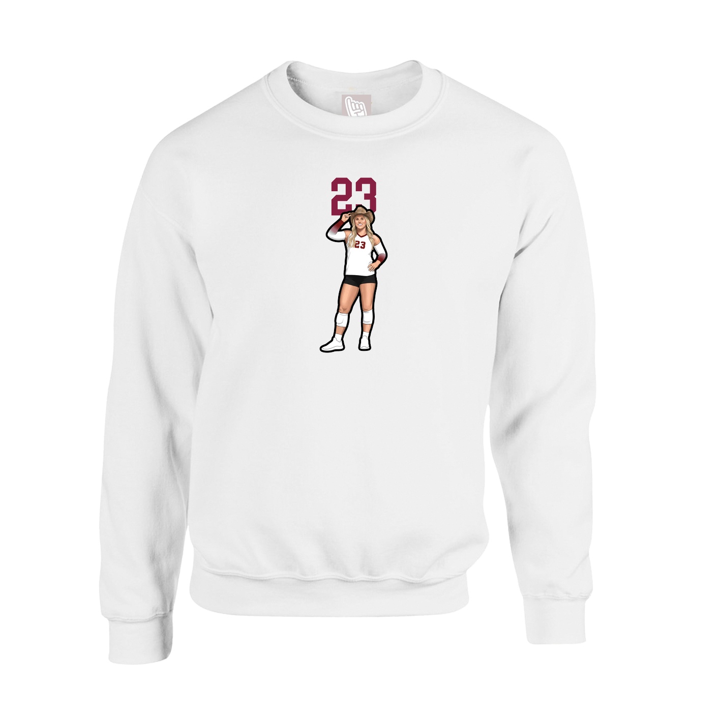 Fleece Crew — Number Top in White