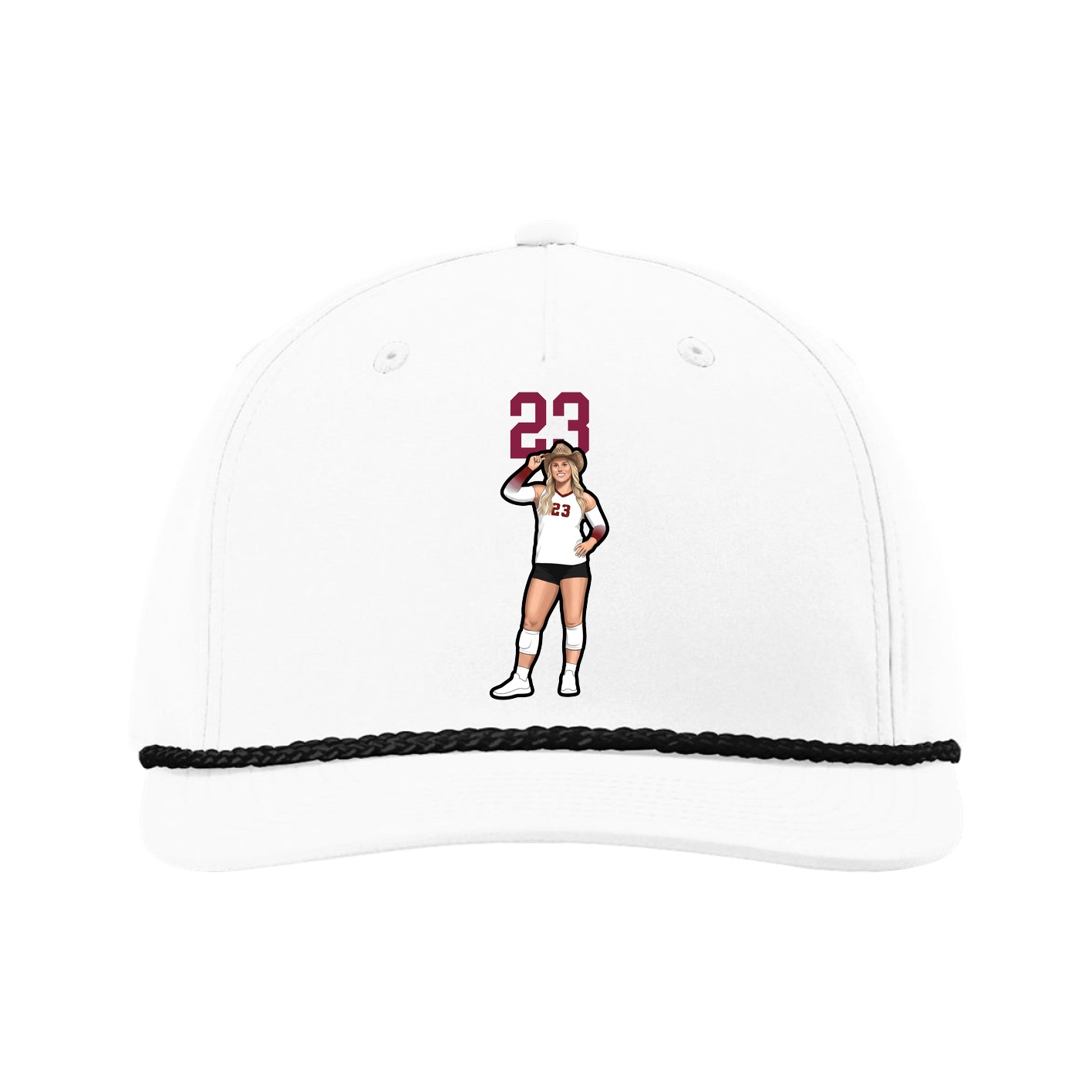 Five-Panel Classic Rope Cap — Number Top in White