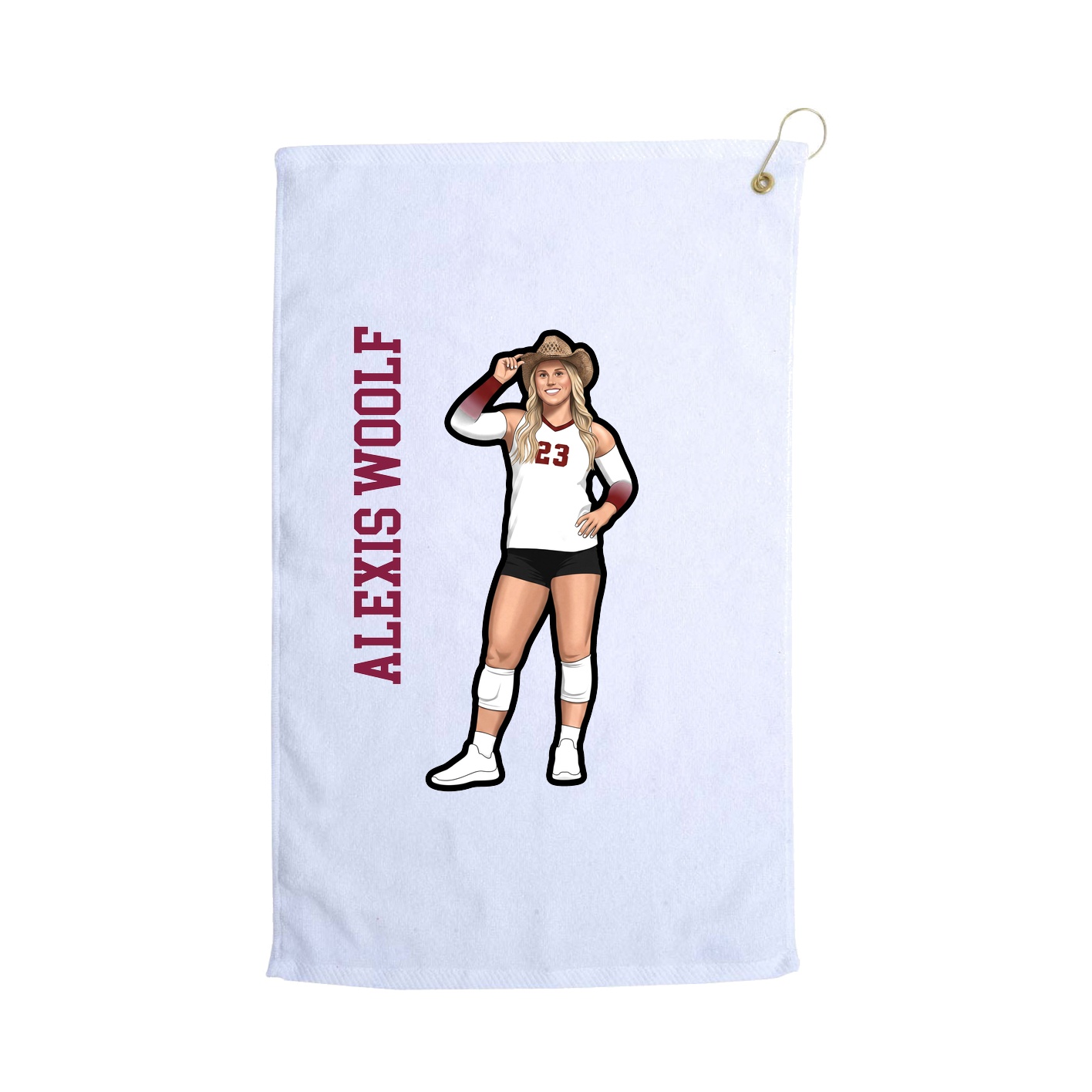 Golf Towel — Name Vertical in White