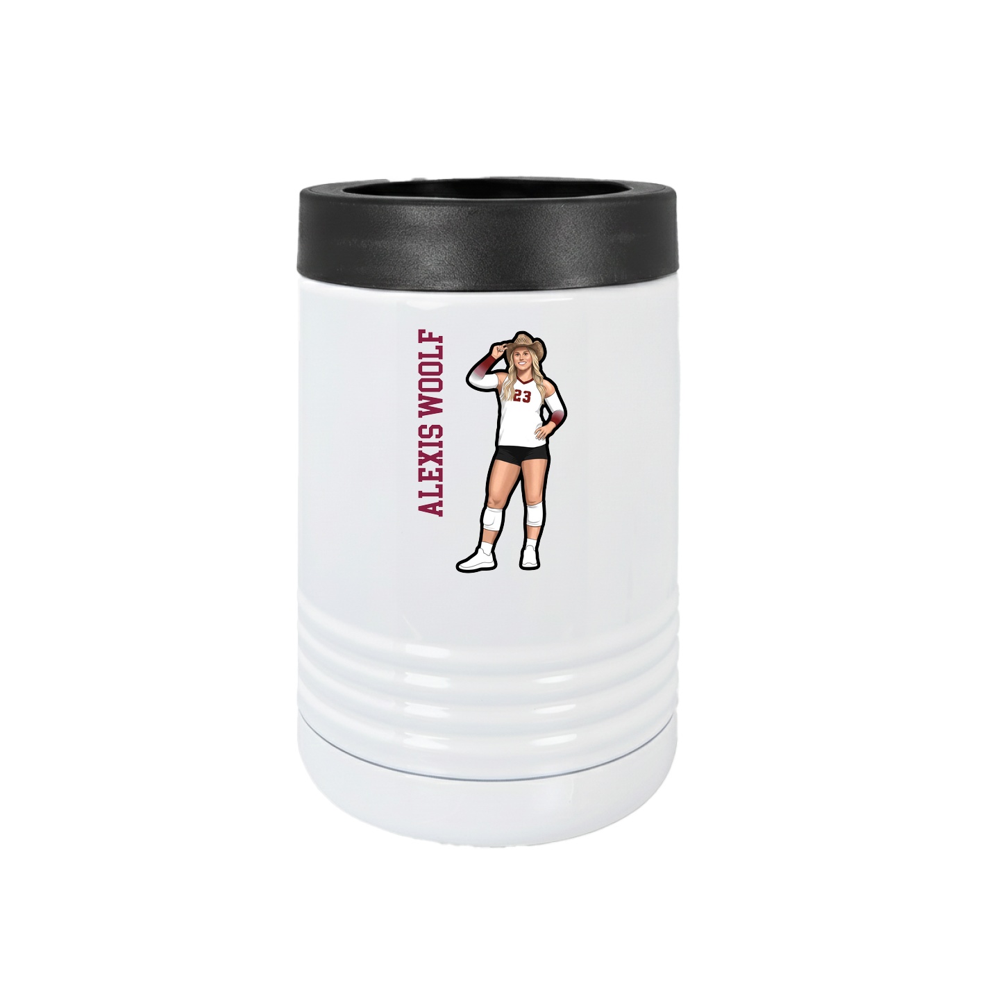 Beverage Holder — Name Vertical in White