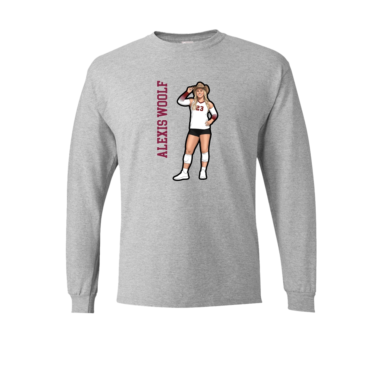 Long Sleeve Tee — Name Vertical in Grey