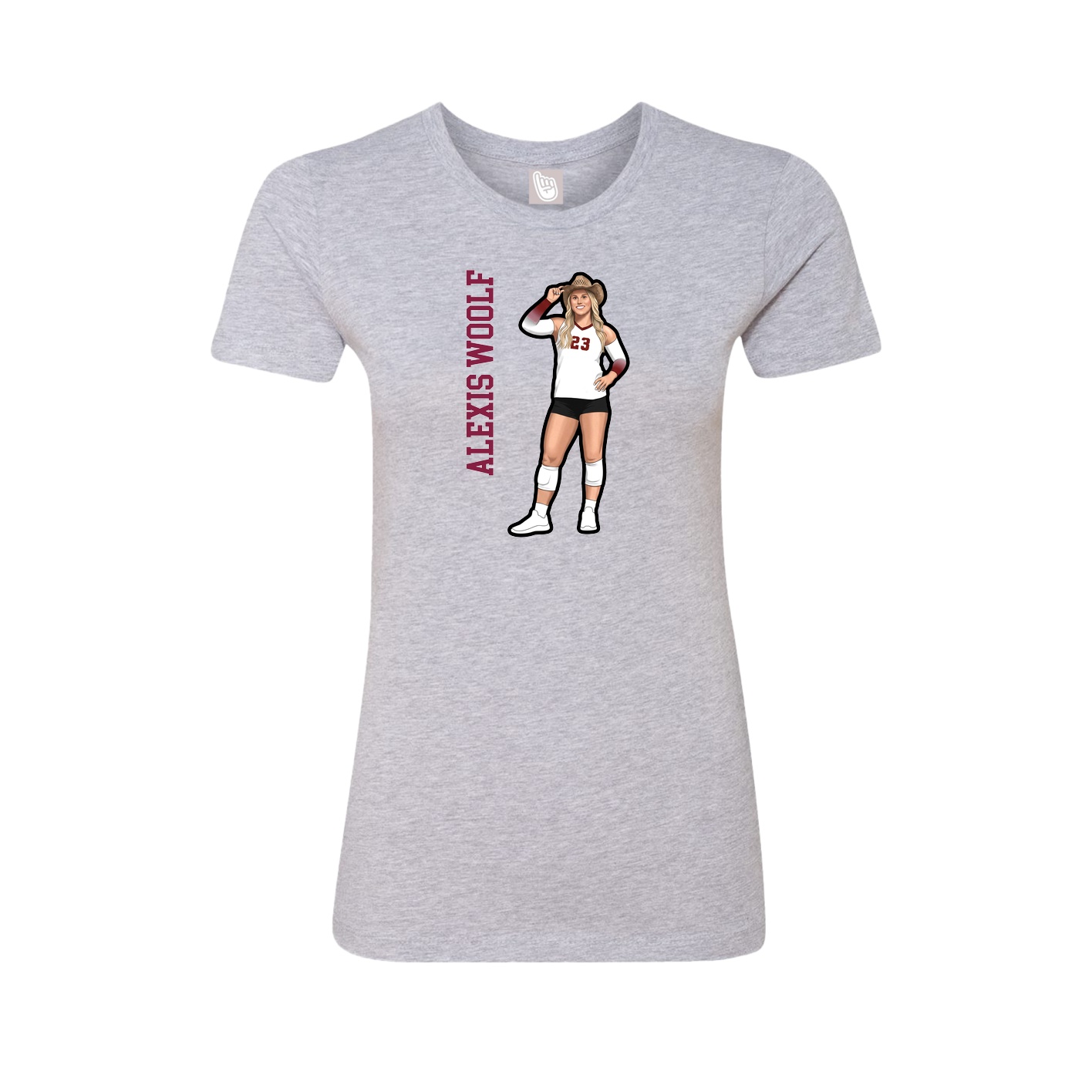 Womens Tee — Name Vertical in Grey