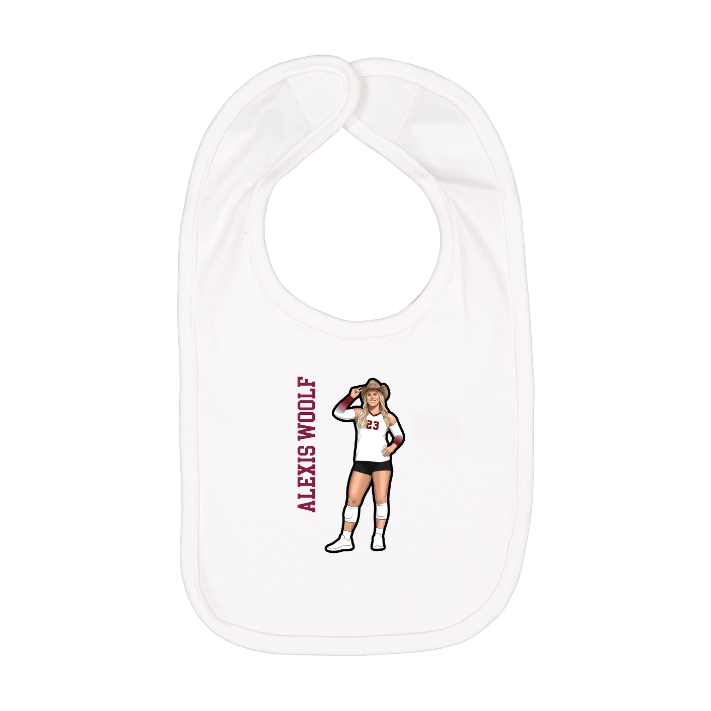 Infant Bib — Name Vertical in White