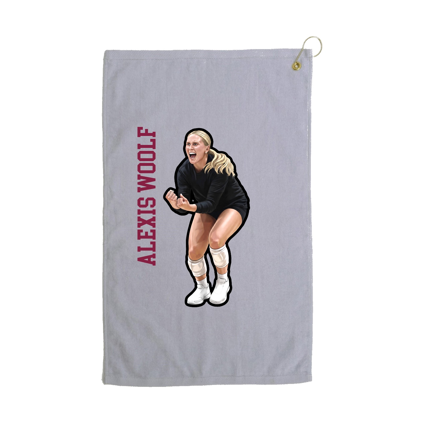 Golf Towel — Name Vertical in Grey