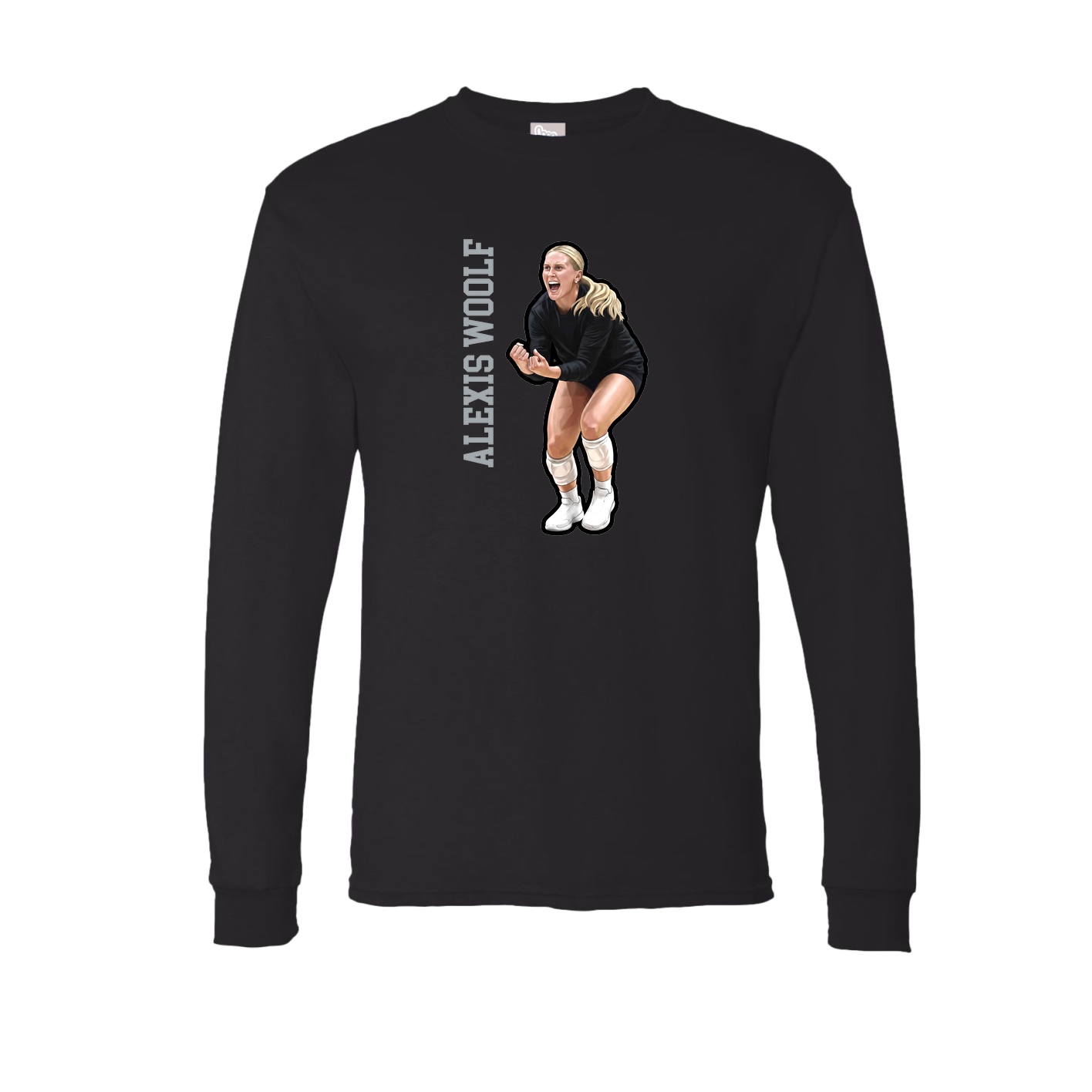Long Sleeve Tee — Name Vertical in Black