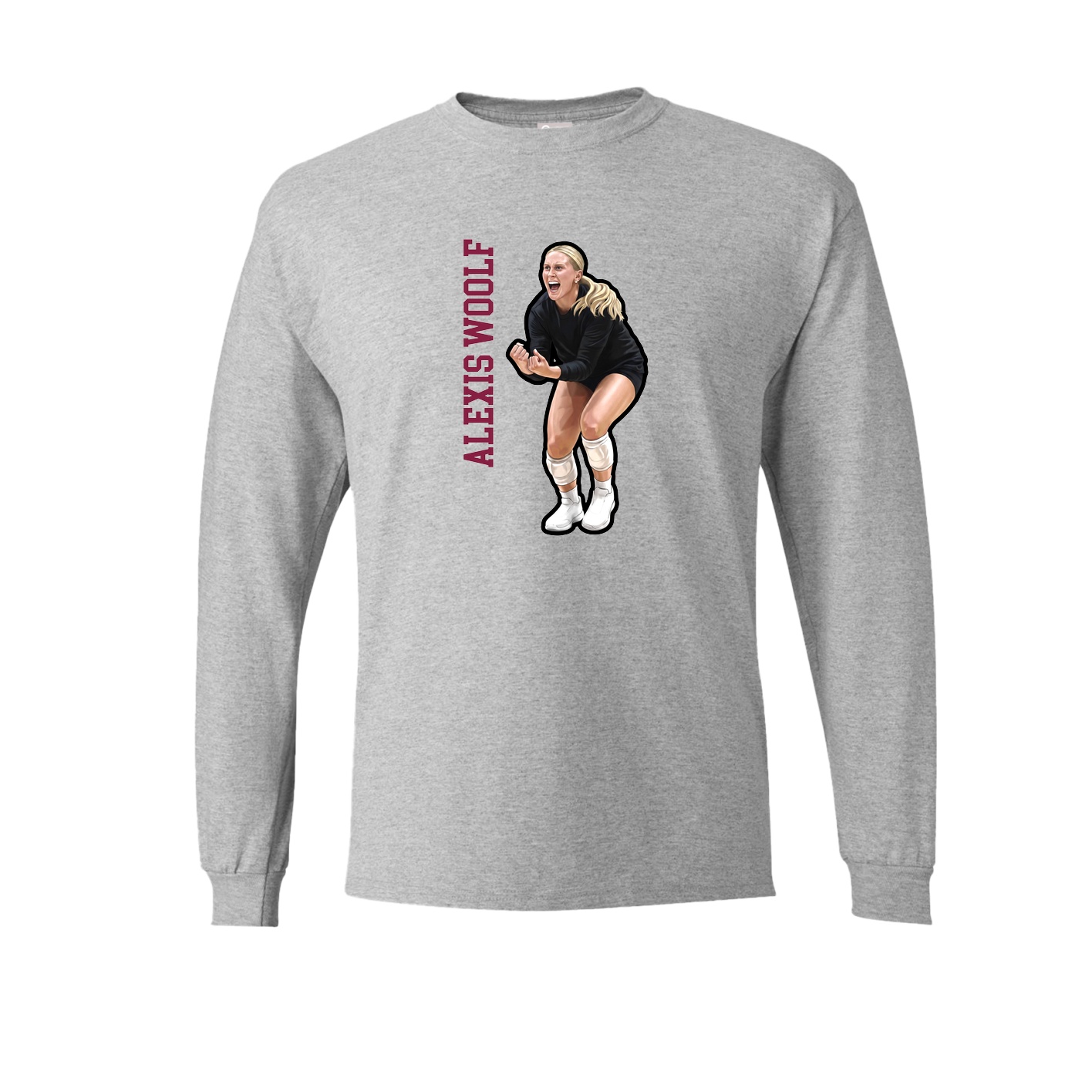 Long Sleeve Tee — Name Vertical in Grey