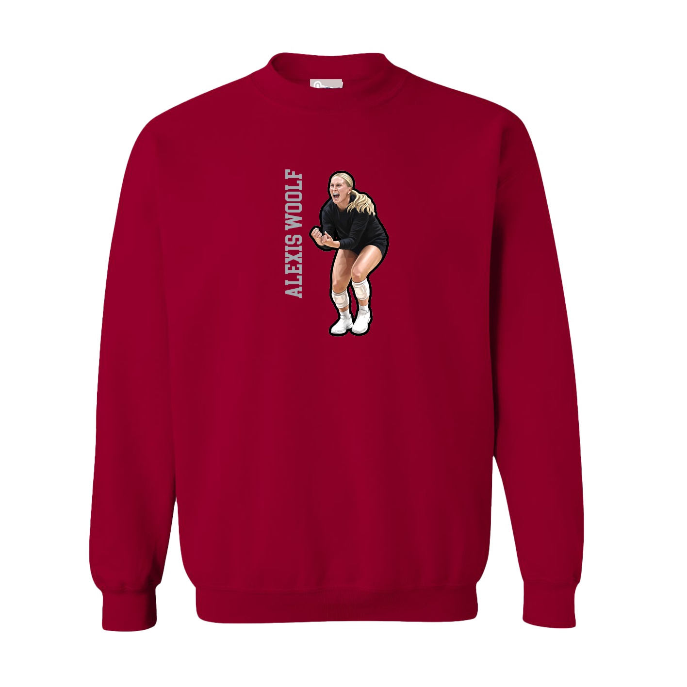 Fleece Crew — Name Vertical in Cardinal