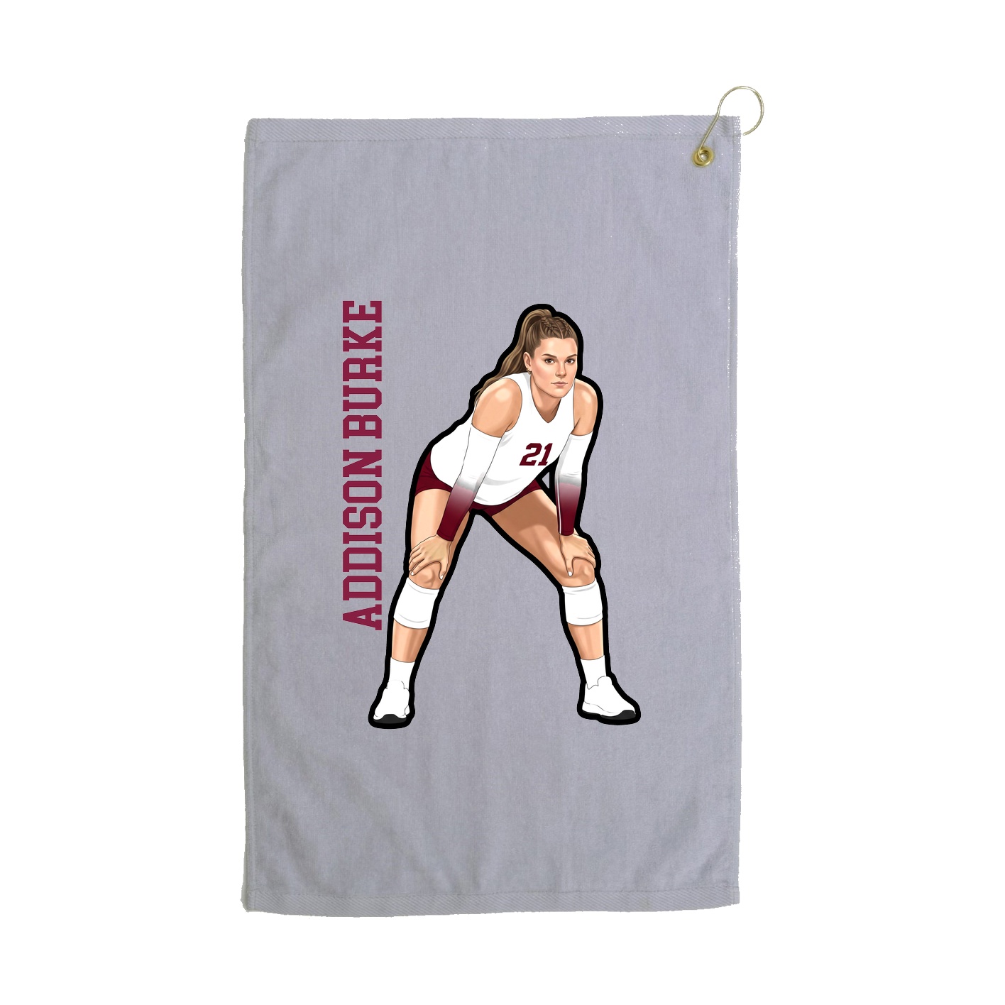 Golf Towel — Name Vertical in Grey