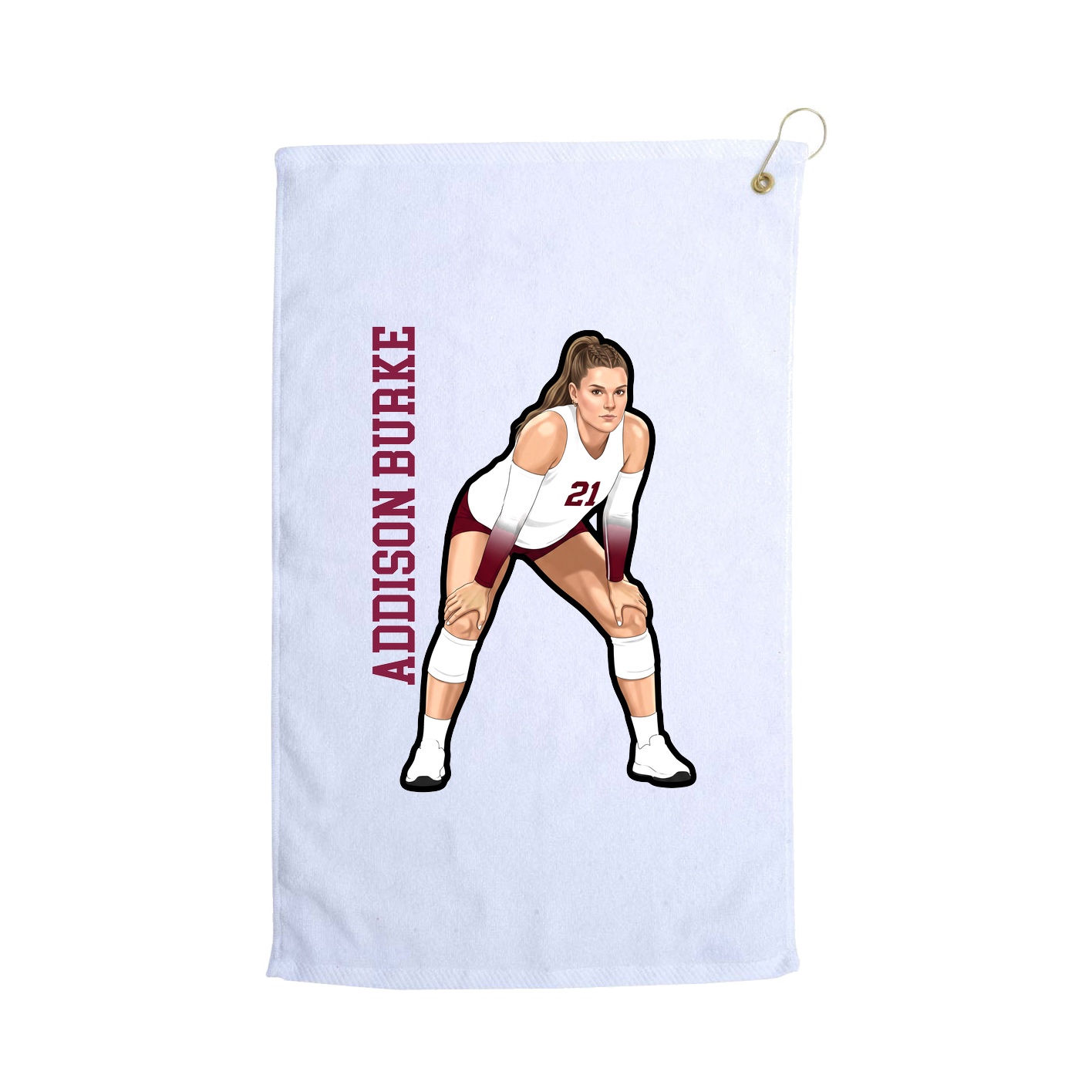 Golf Towel — Name Vertical in White