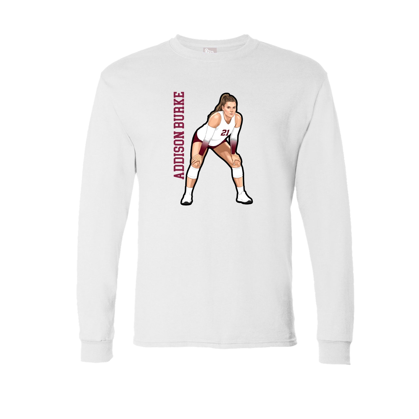Long Sleeve Tee — Name Vertical in White