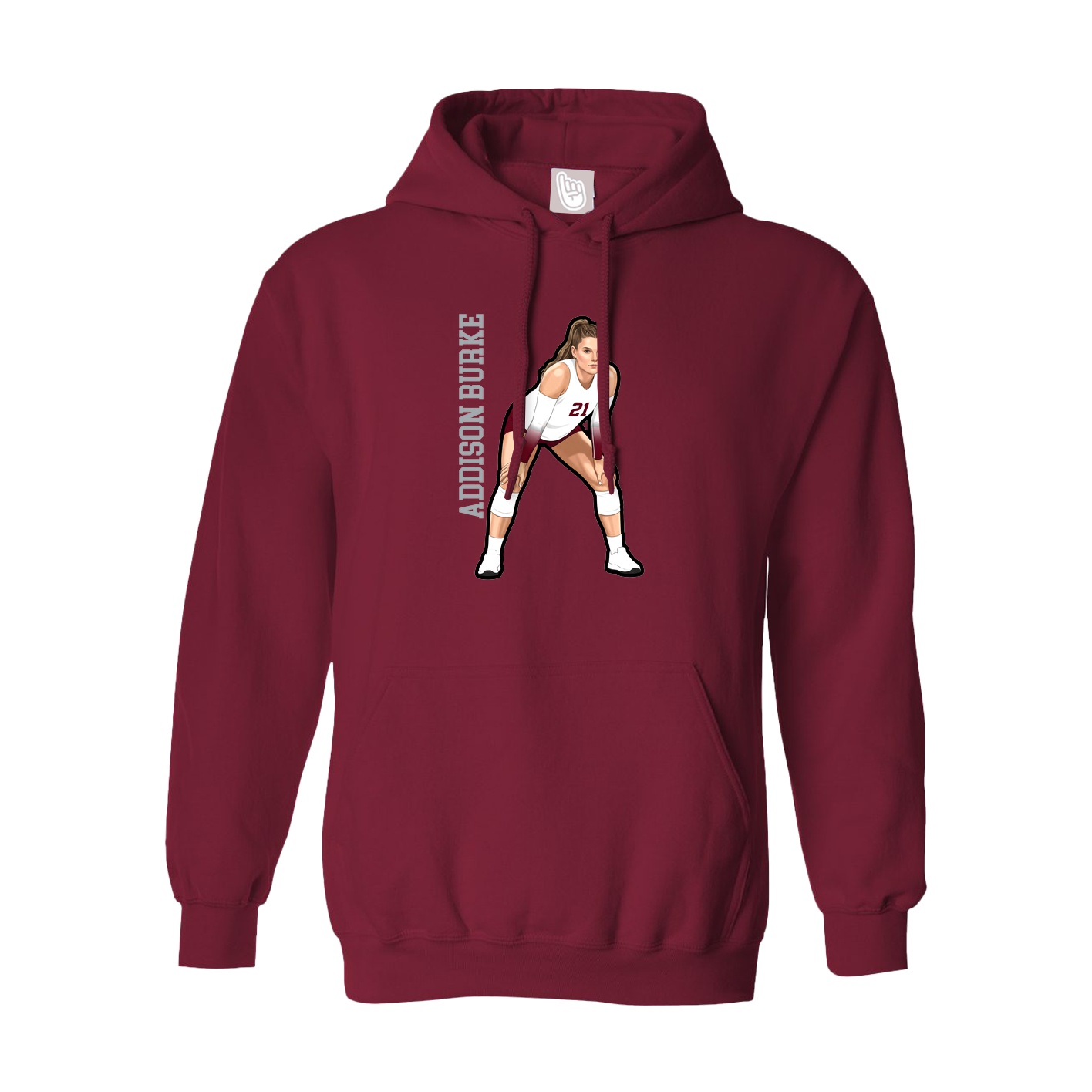 Hoodie — Name Vertical in Cardinal