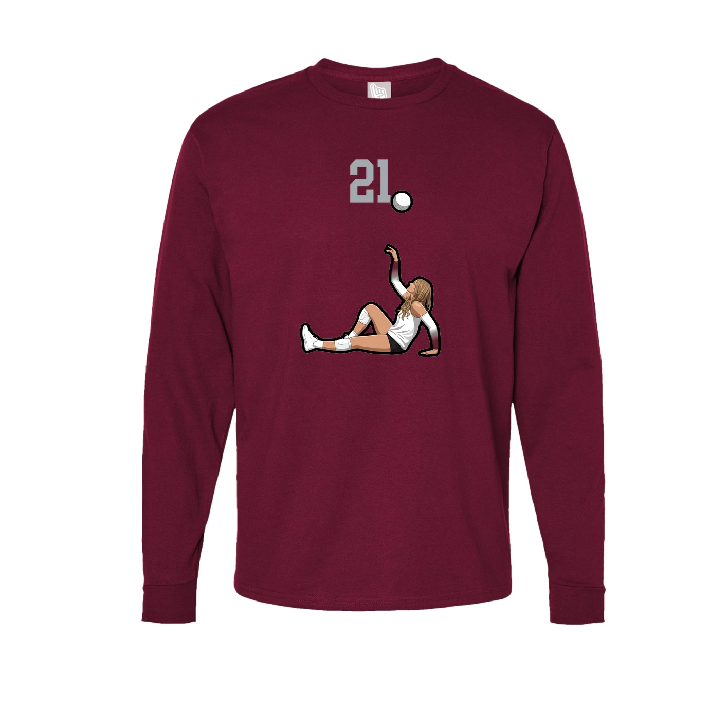 Long Sleeve Tee — Number Top in Cardinal