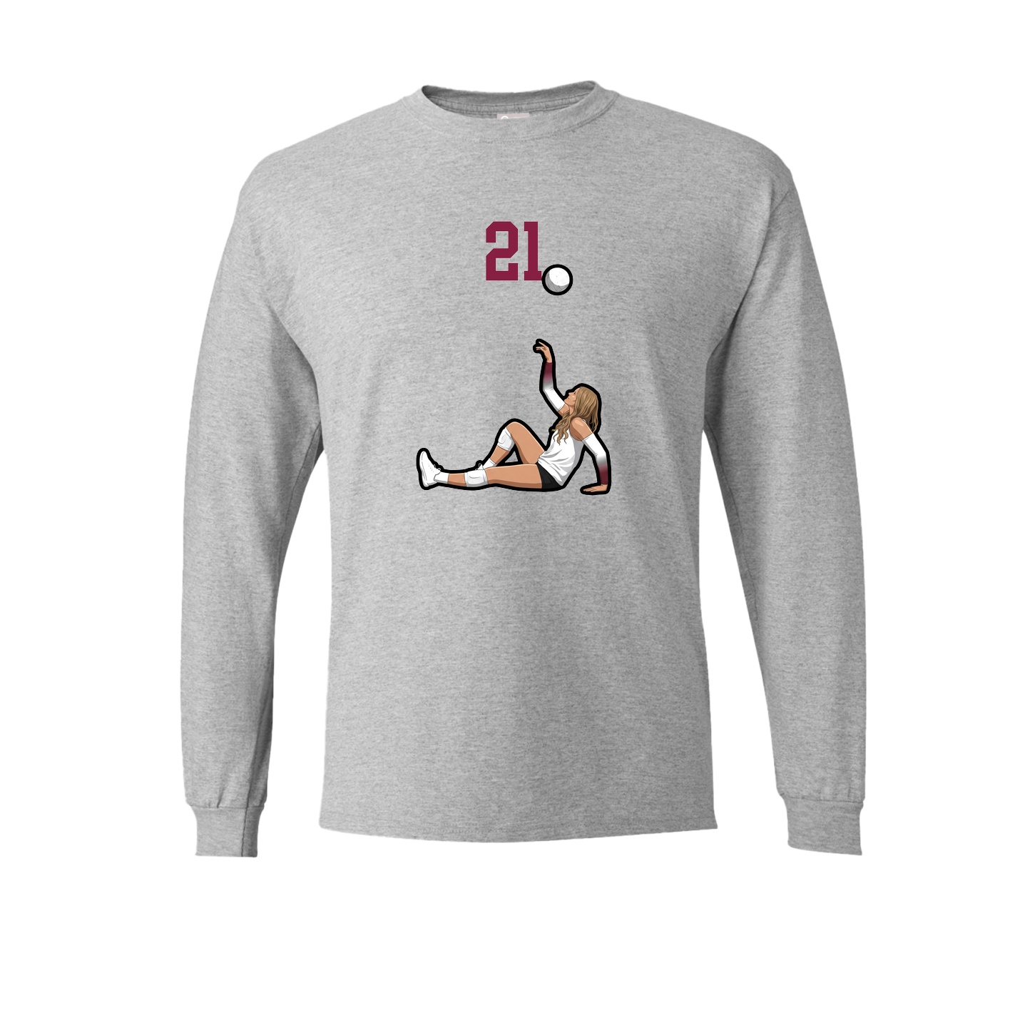 Long Sleeve Tee — Number Top in Grey