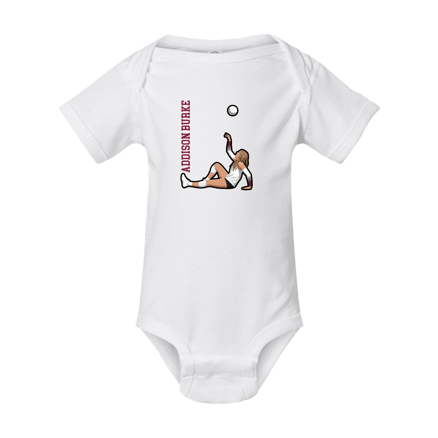 Baby Onesie — Name Vertical in White