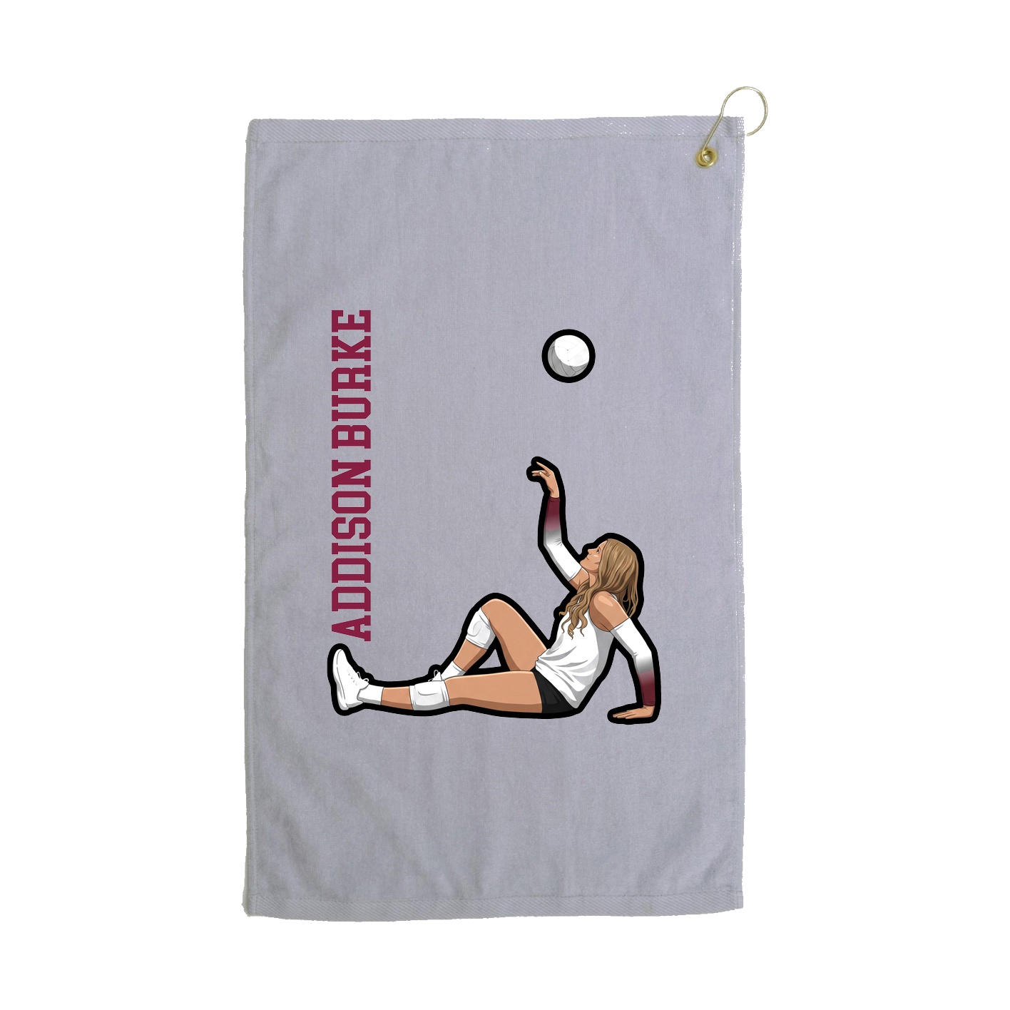 Golf Towel — Name Vertical in Grey