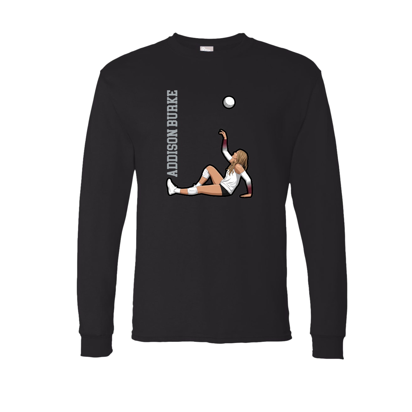 Long Sleeve Tee — Name Vertical in Black