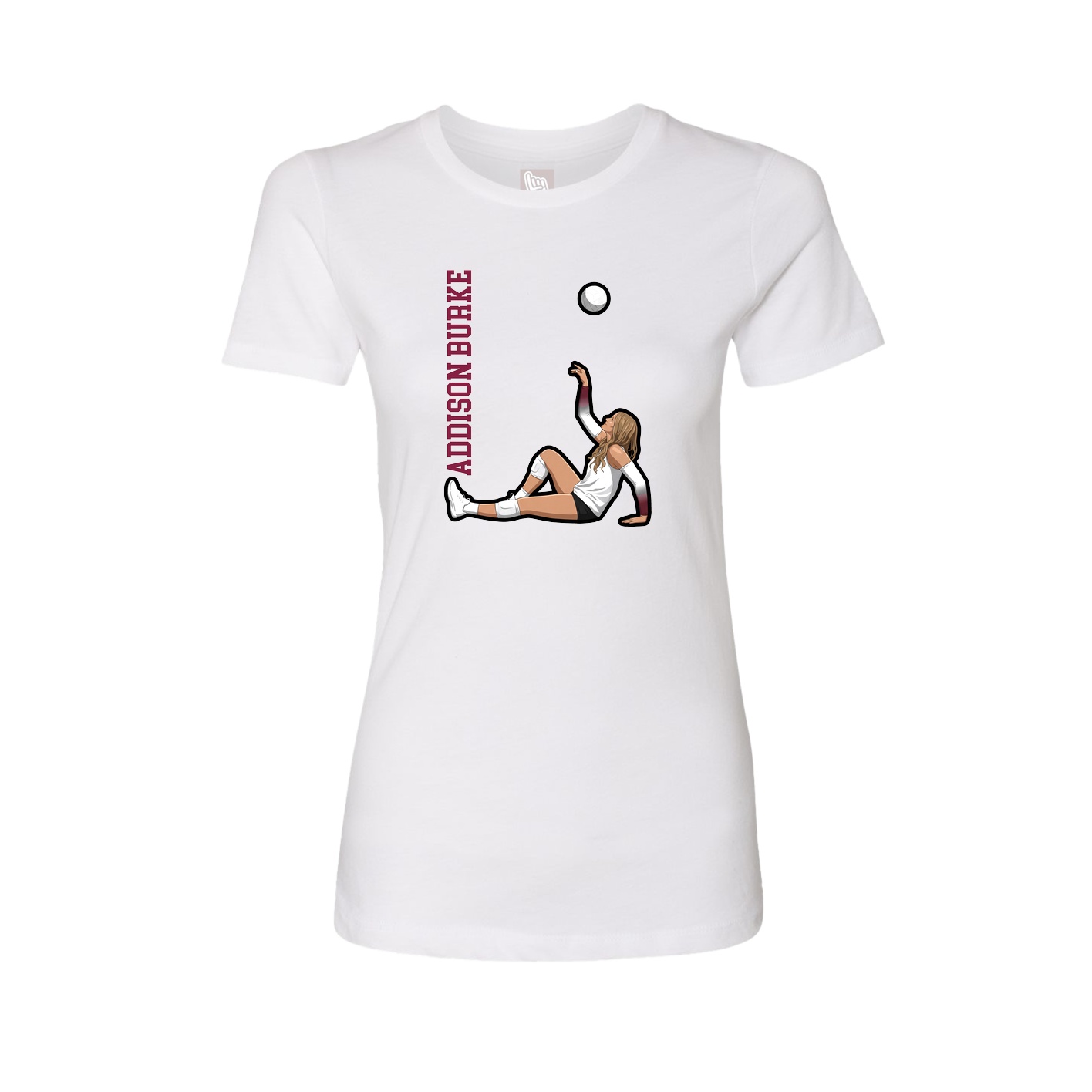Womens Tee — Name Vertical in White
