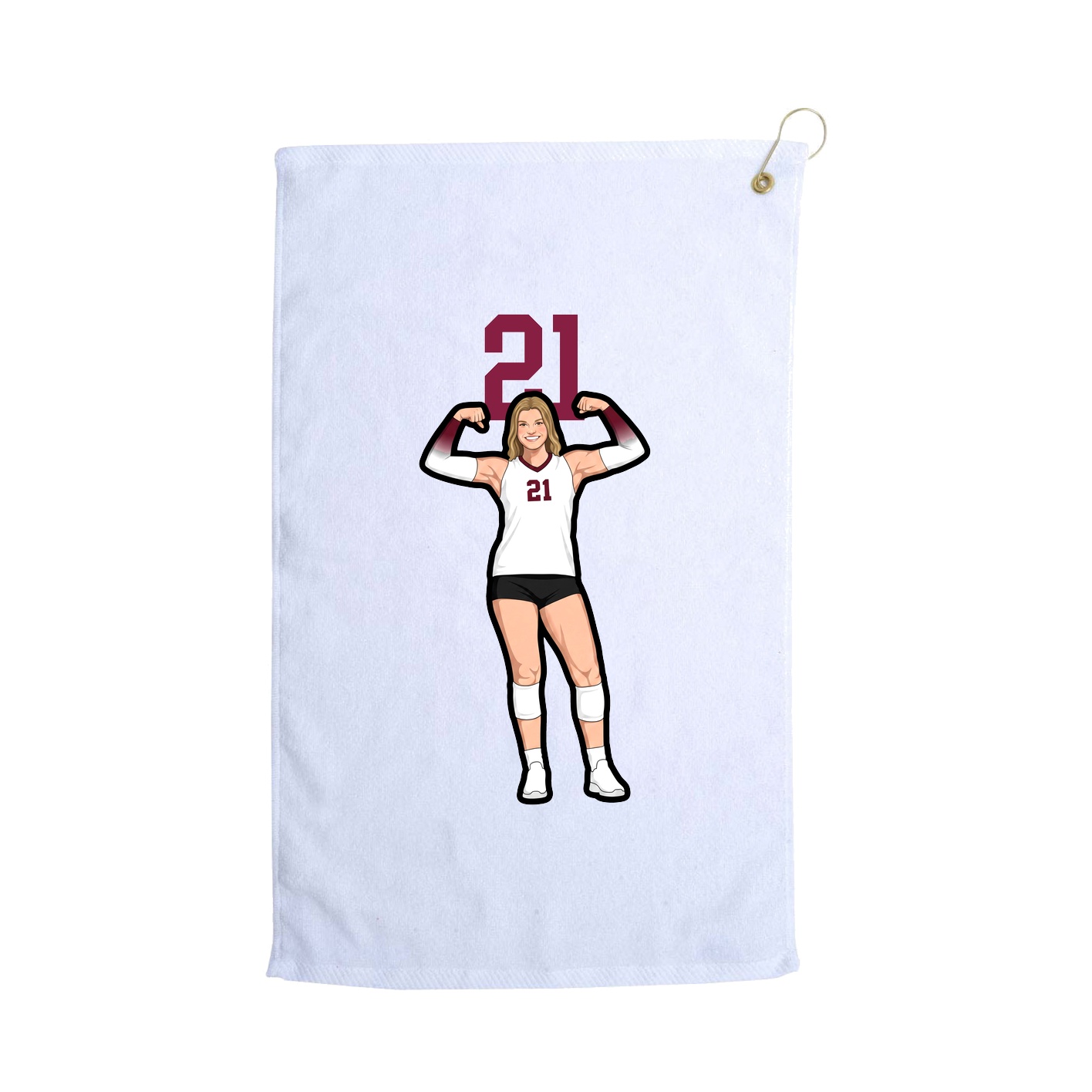 Golf Towel — Number Top in White