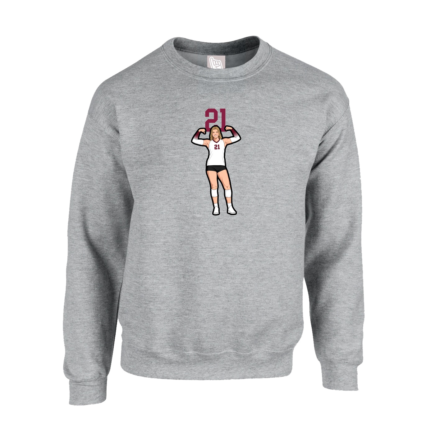 Fleece Crew — Number Top in Grey