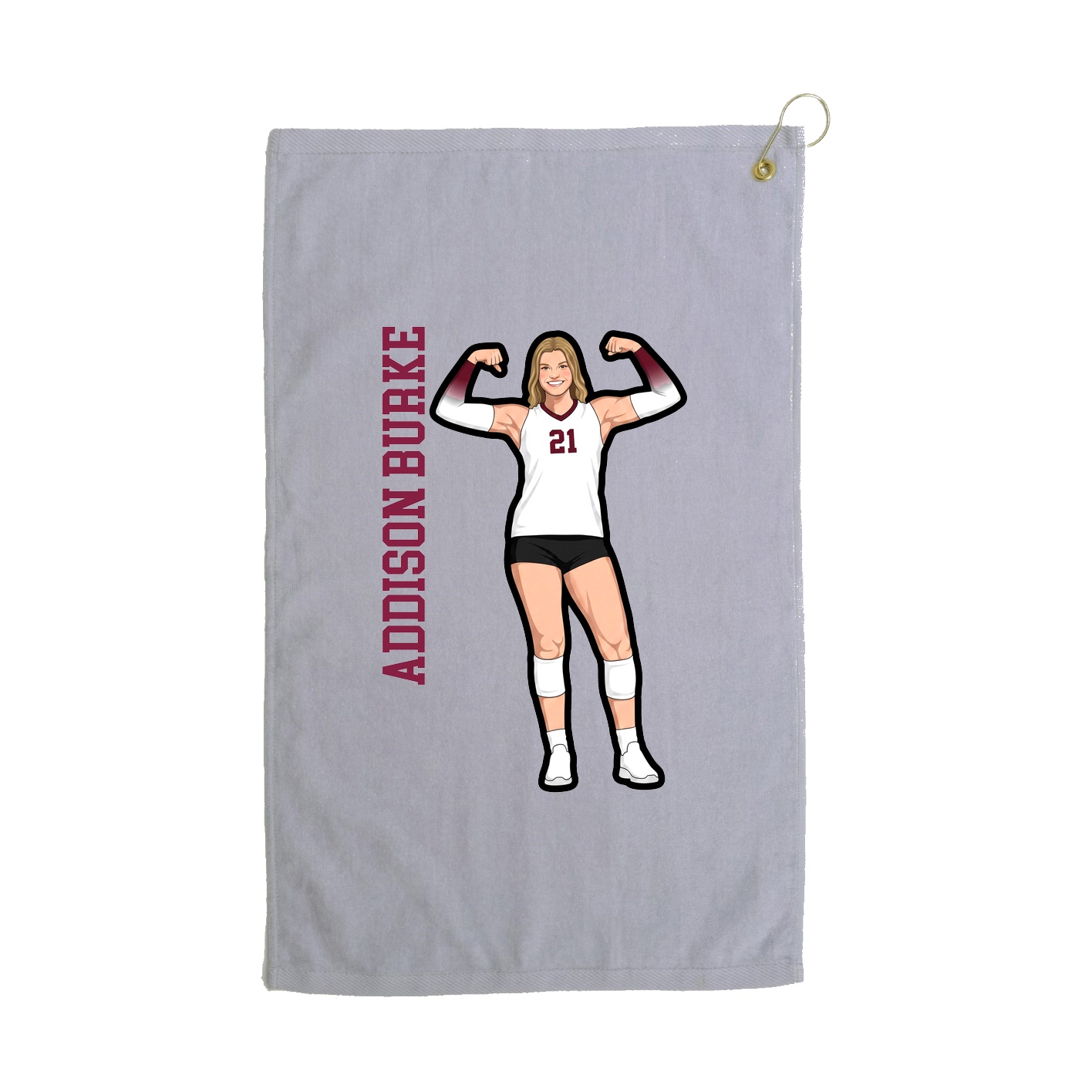 Golf Towel — Name Vertical in Grey