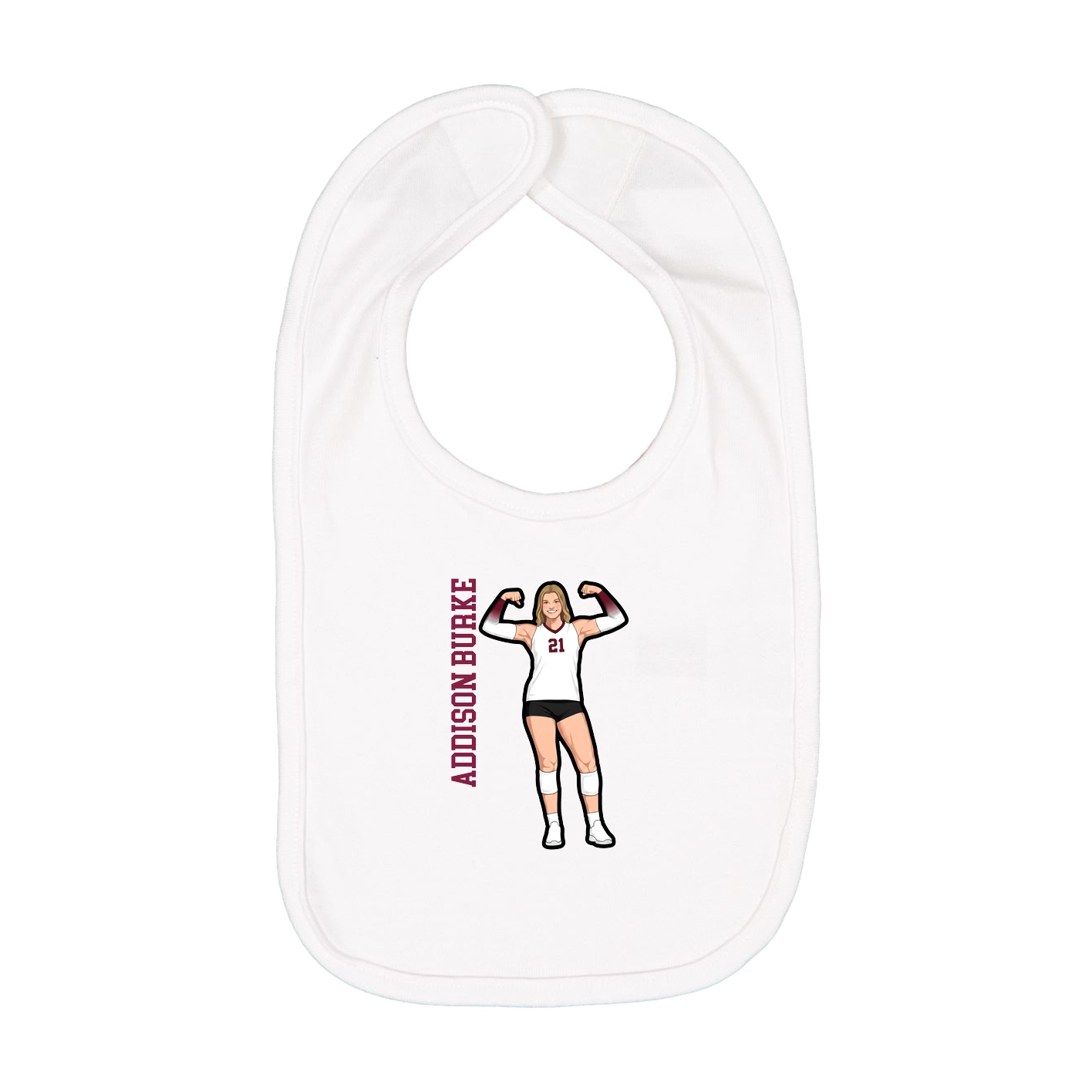 Infant Bib — Name Vertical in White