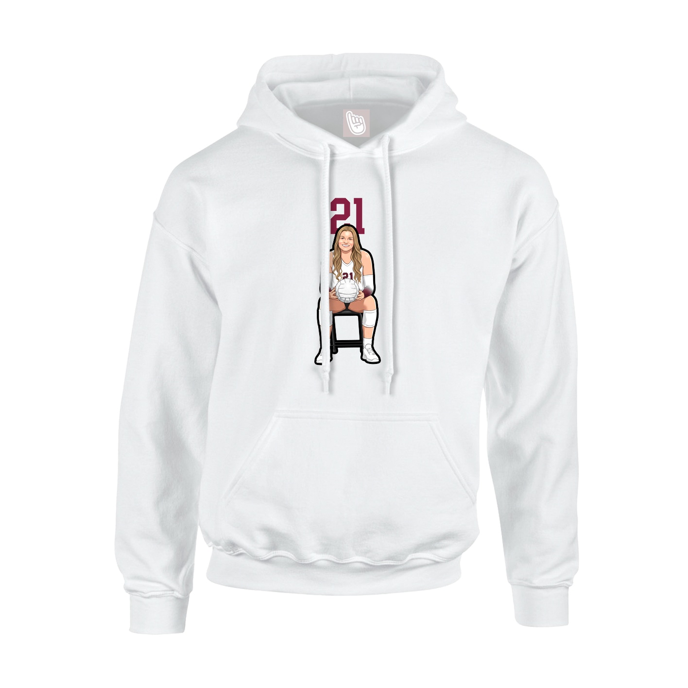 Youth Hoodie — Number Top in White