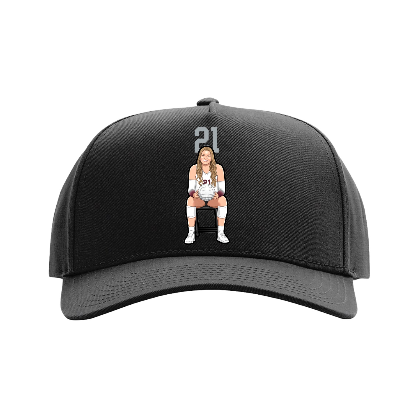 Full Fabric Five-Panel Champ Cap — Number Top in Black