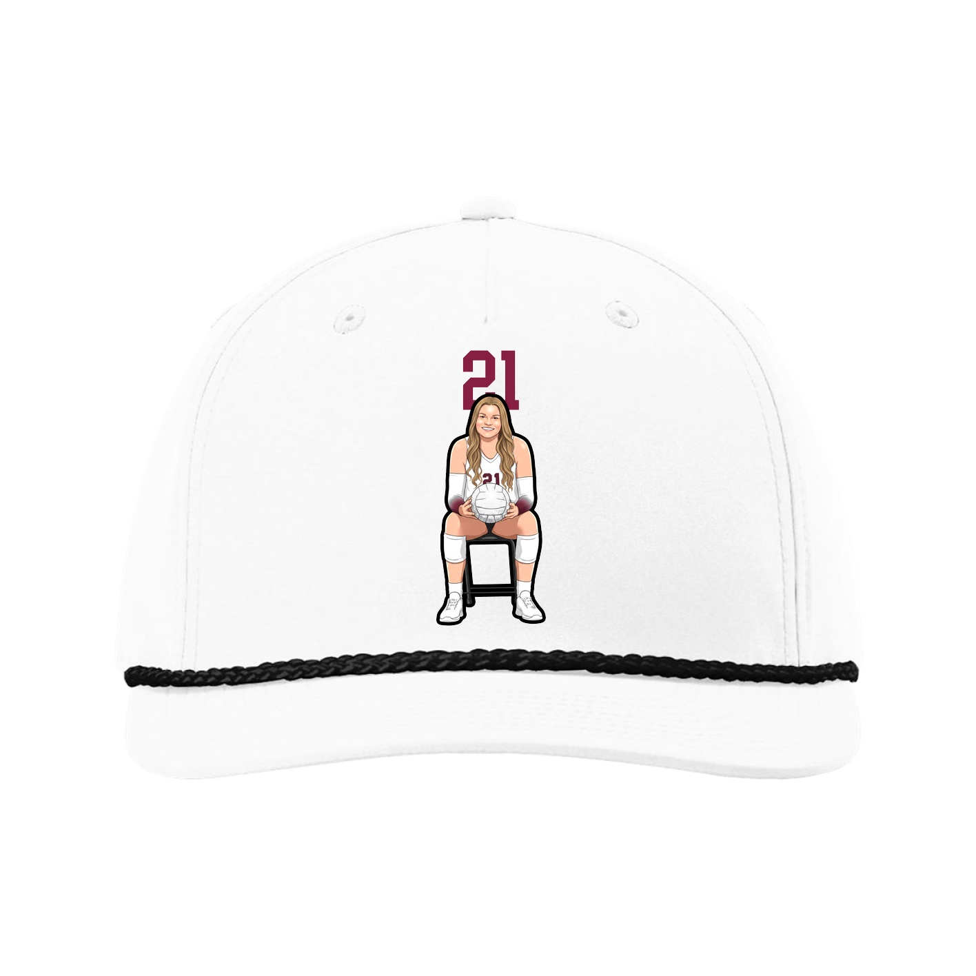 Five-Panel Classic Rope Cap — Number Top in White