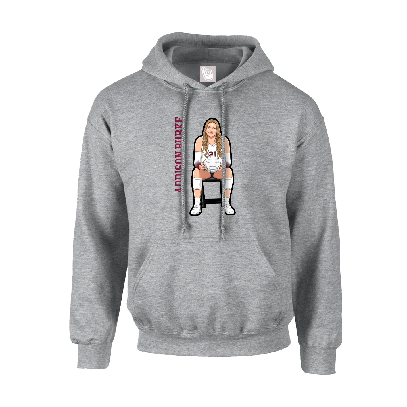 Youth Hoodie — Name Vertical in Grey