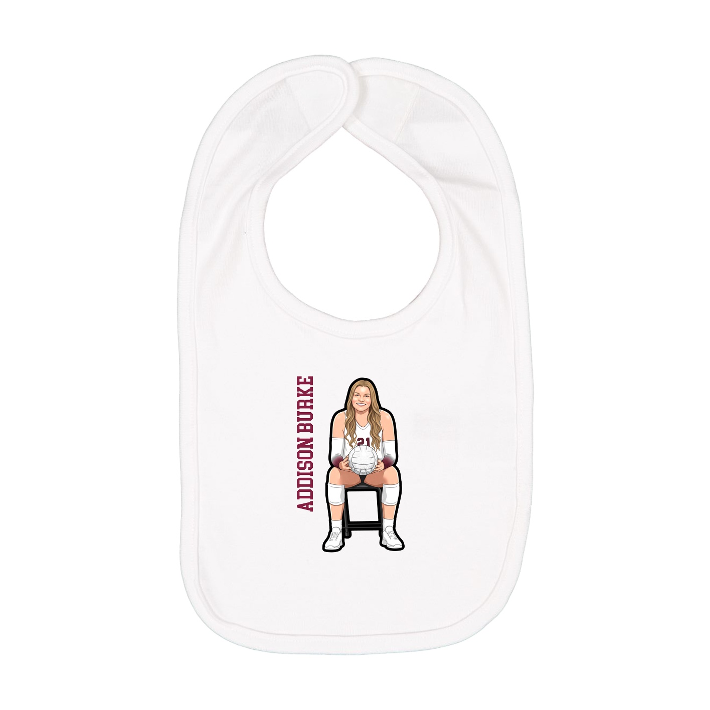 Infant Bib — Name Vertical in White