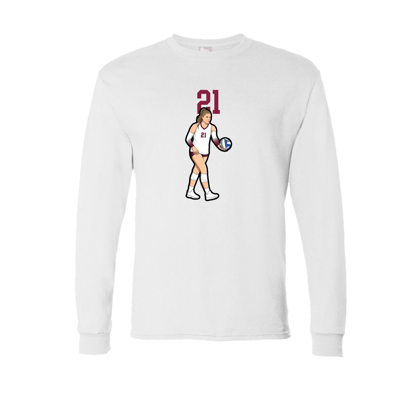 Long Sleeve Tee — Number Top in White