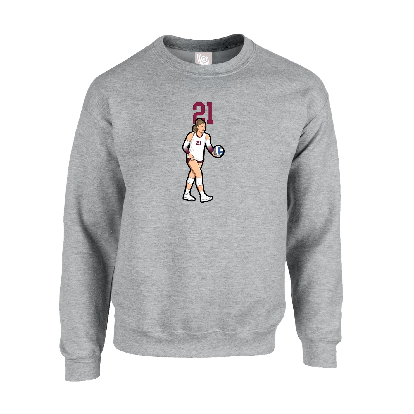 Fleece Crew — Number Top in Grey