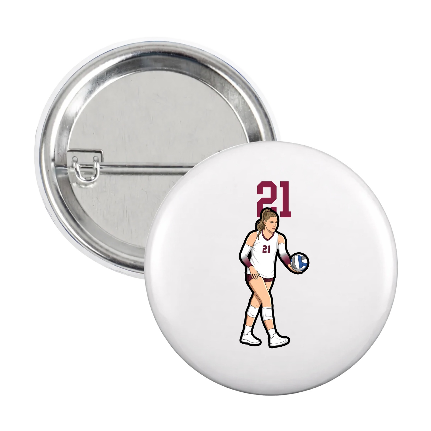 Game Day Button — Number Top in White