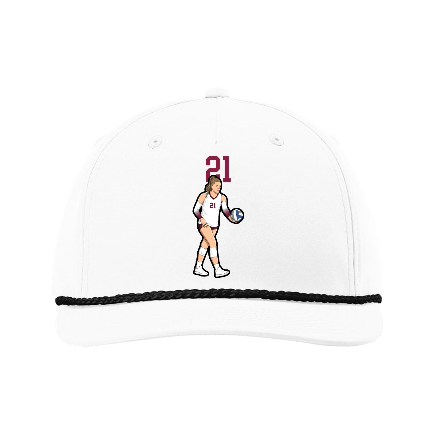 Five-Panel Classic Rope Cap — Number Top in White
