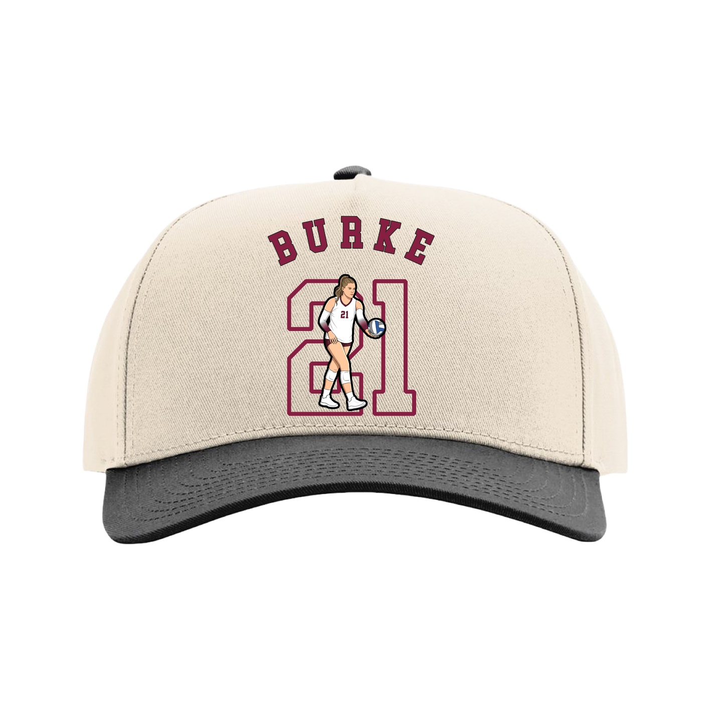 Full Fabric Five-Panel Champ Cap — Shirsey Arch in Cream/Black