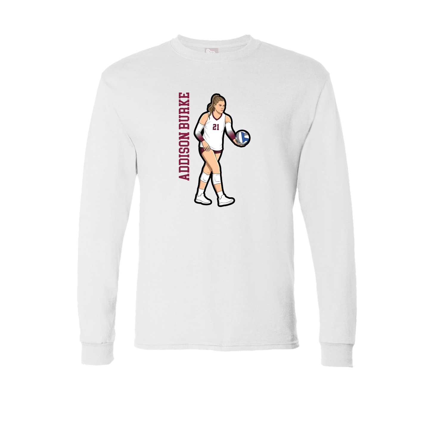 Long Sleeve Tee — Name Vertical in White