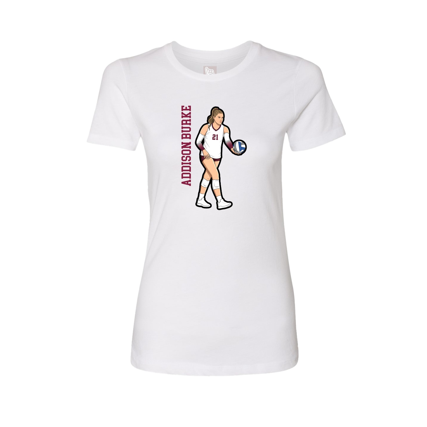 Womens Tee — Name Vertical in White